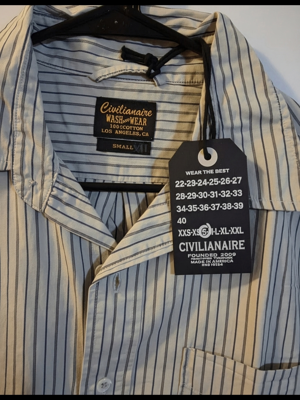 Civilianaire Casual Stripe Button-Up Shirt - Cream & Black - Picture 2 of 3